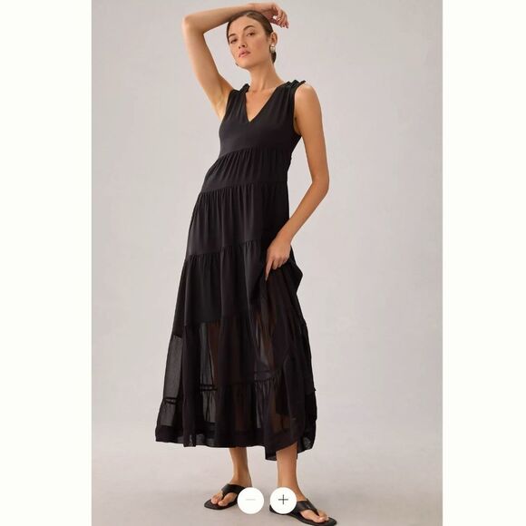 Anthropologie Sleeveless Tiered Silk Dress - Picture 1 of 4
